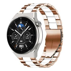 Strap-it Huawei Watch GT 3 Pro 46mm stalen band (roségoud/wit)