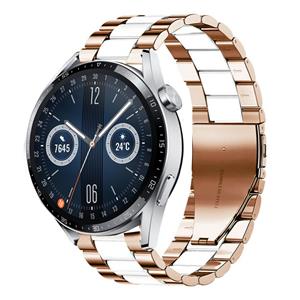 Strap-it Huawei Watch GT 3 46mm stalen band (roségoud/wit)