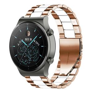 Strap-it Huawei Watch GT 2 Pro stalen band (roségoud/wit)