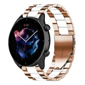 Strap-it Amazfit GTR 3 (Pro) stalen band (roségoud/wit)