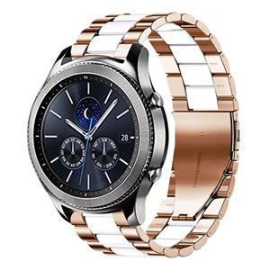 Strap-it Samsung Gear S3 stalen band (roségoud/wit)