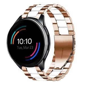 Strap-it OnePlus Watch stalen band (roségoud/wit)