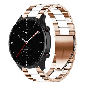 Strap-it Amazfit GTR 2 stalen band (roségoud/wit)