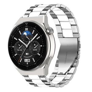 Strap-it Huawei Watch GT 3 Pro 46mm stalen band (zilver/wit)
