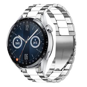 Strap-it Huawei Watch GT 3 46mm stalen band (zilver/wit)