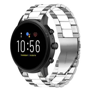 Strap-it Fossil Gen 5 stalen band (zilver/wit)