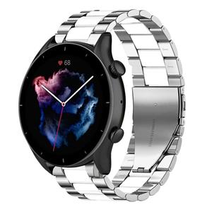 Strap-it Amazfit GTR 3 (Pro) stalen band (zilver/wit)