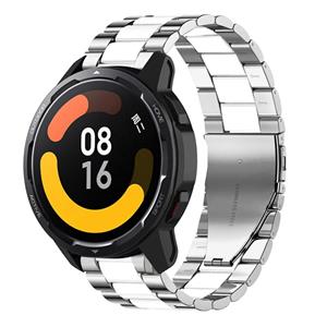 Strap-it Xiaomi Watch S1 stalen band (zilver/wit)