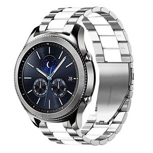 Strap-it Samsung Gear S3 stalen band (zilver/wit)