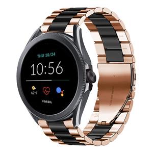 Strap-it Fossil Gen 5e 44mm stalen band (roségoud/zwart)