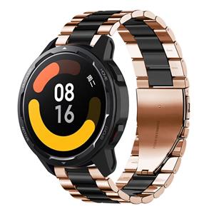 Strap-it Xiaomi Watch S1 stalen band (roségoud/zwart)