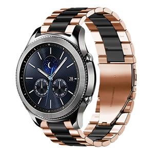 Strap-it Samsung Gear S3 stalen band (roségoud/zwart)