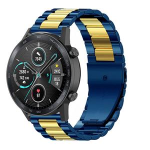 Strap-it Honor Magic Watch 2 stalen band (blauw/goud)