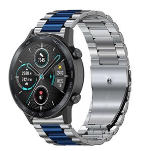 Strap-it Honor Magic Watch 2 stalen band (zilver/blauw)
