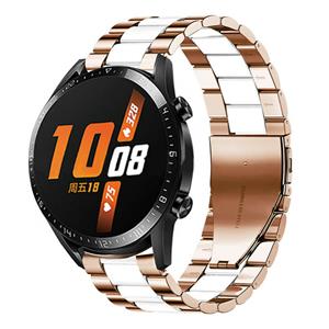 Strap-it Huawei Watch GT stalen band (roségoud/wit)