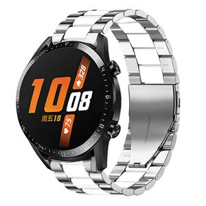 Strap-it Huawei Watch GT stalen band (zilver/wit)