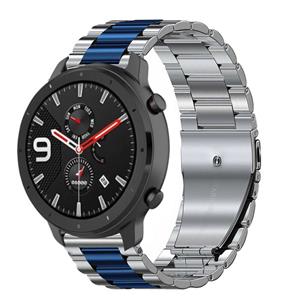 Strap-it Amazfit GTR stalen band (zilver/blauw)