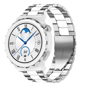 Strap-it Huawei Watch GT 3 Pro 43mm stalen band (zilver/wit)