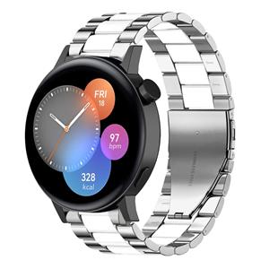 Strap-it Huawei Watch GT 3 42mm stalen band (zilver/wit)
