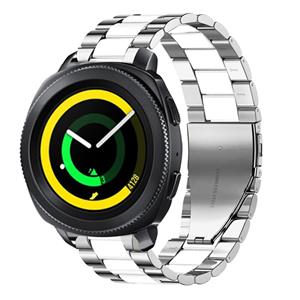 Strap-it Samsung Gear Sport stalen band (zilver/wit)