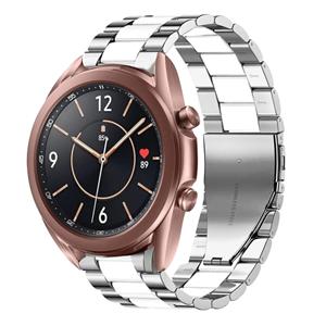 Strap-it Samsung Galaxy Watch 3 41mm stalen band (zilver/wit)