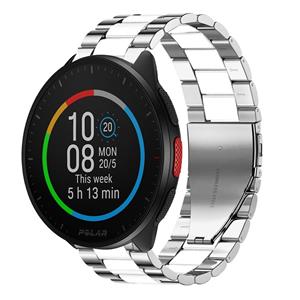 Strap-it Polar Pacer stalen band (zilver/wit)