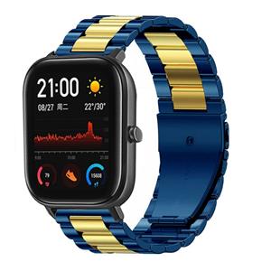 Strap-it Xiaomi Amazfit GTS stalen band (blauw/goud)