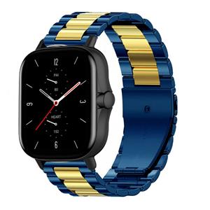 Strap-it Amazfit GTS 2 stalen band (blauw/goud)