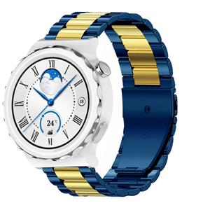 Strap-it Huawei Watch GT 3 Pro 43mm stalen band (blauw/goud)