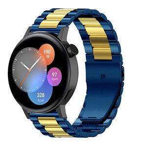 Strap-it Huawei Watch GT 3 42mm stalen band (blauw/goud)