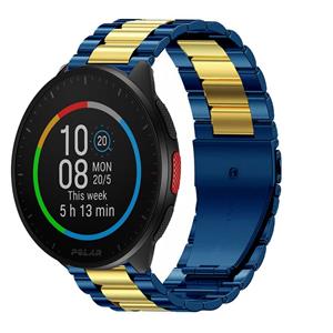 Strap-it Polar Pacer stalen band (blauw/goud)