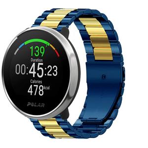 Strap-it Polar Ignite stalen band (blauw/goud)