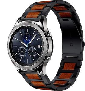 Strap-it Samsung Gear S3 houten/stalen band (zwart)