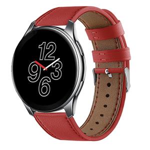 Strap-it OnePlus Watch leren bandje (rood)