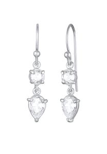 Elli Dames Oor Hanger Drop Eenzaam Fonkelend met Zirkonia in 925 Sterling Zilver