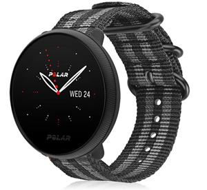 Strap-it Polar Ignite 3 nylon gesp bandje (zwart/grijs)