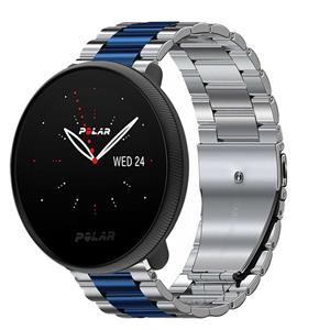 Strap-it Polar Ignite 3 stalen bandje (zilver/blauw)
