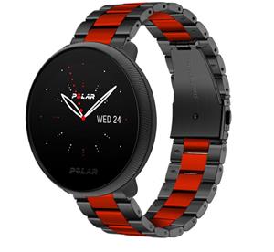 Strap-it Polar Ignite 3 stalen bandje (zwart/rood)