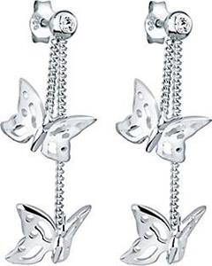 Elli, Ohrringe Schmetterling Natur Kristalle Silber in weiß, Schmuck für Damen