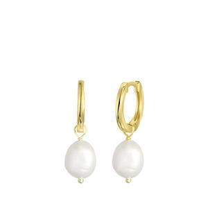 Lucardi Zilveren goldplated oorringen met zoetwaterparel