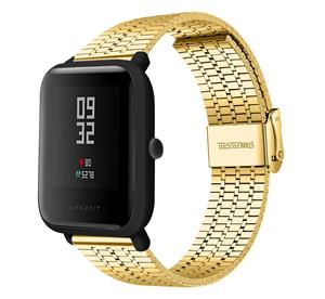 Strap-it Xiaomi Amazfit Bip roestvrij stalen band (goud)