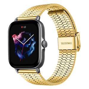 Strap-it Amazfit GTS 3 roestvrij stalen band (goud)
