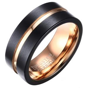 Mendes Heren ring Wolfraam Verguld Rosegoud 8mm-18mm