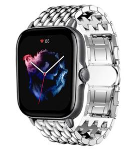 Strap-it Amazfit GTS 3 stalen draak band (zilver)