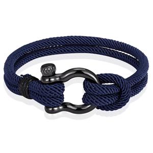 LGT JWLS Nautische heren armband Paracord Edelstaal Anker Navy-19cm