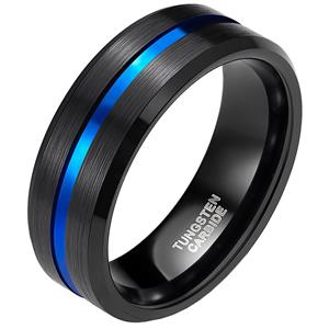 Mendes Wolfraam heren ring Zwart met Blauw 8mm-18mm