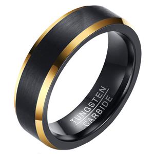 Mendes Wolfraam heren ring Mat Zwart met Goud 6mm-19mm