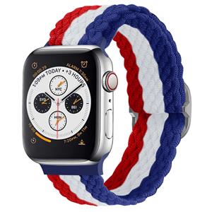 Strap-it Apple Watch verstelbaar geweven nylon bandje (rood/wit/blauw)