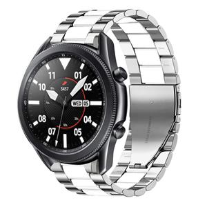 Strap-it Samsung Galaxy Watch 3 45mm stalen band (zilver/wit)