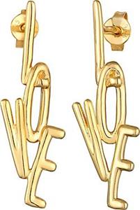 Elli Dames Oorsteker Liefde Love in 925 Sterling Zilver Verguld